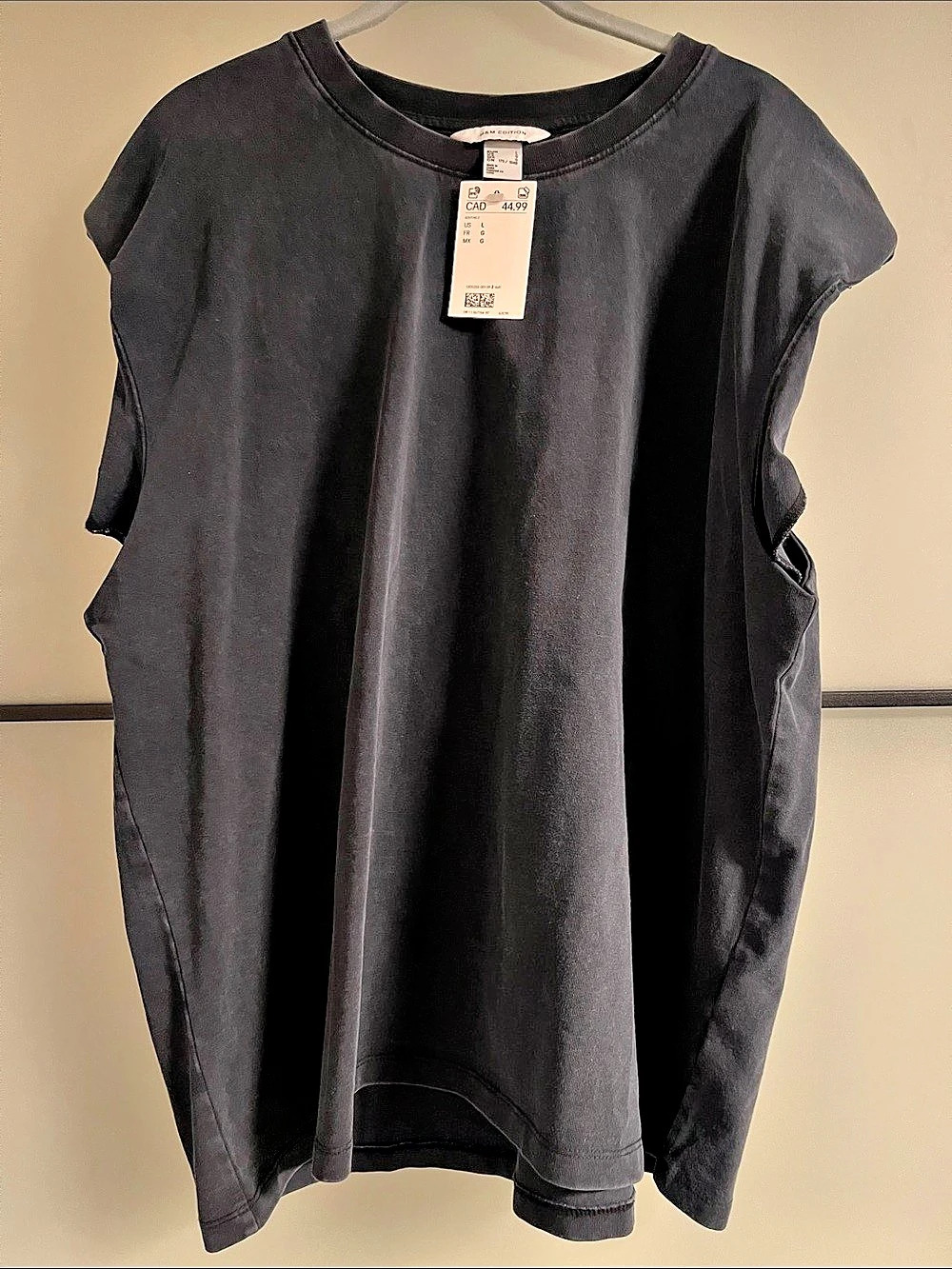 H&M Shoulder-pad vest top Muscle Tee in Blue/Black